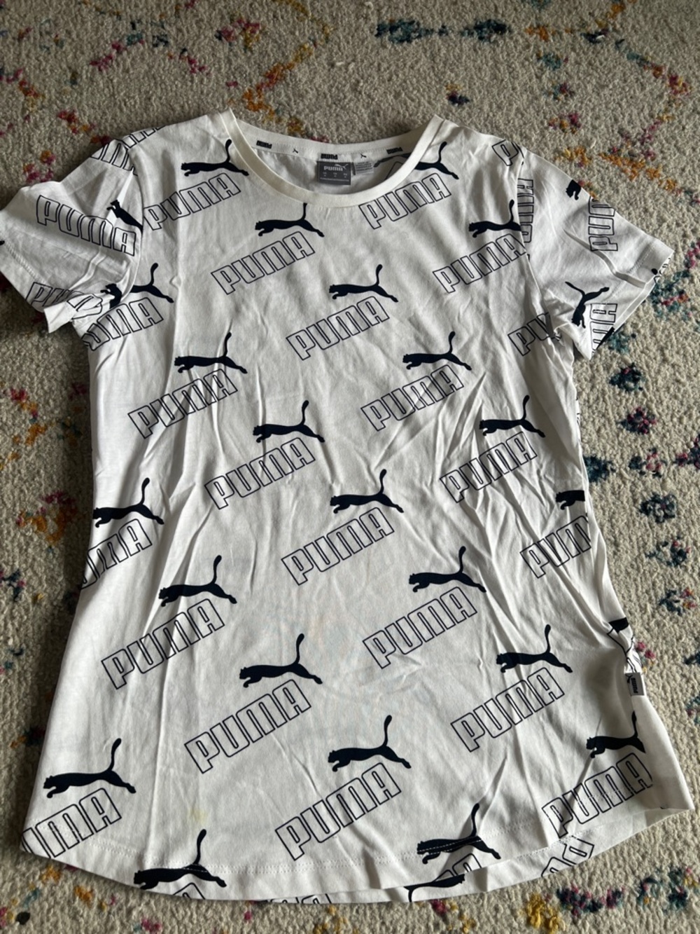 Puma White Tee with Black Logo All-Over Print